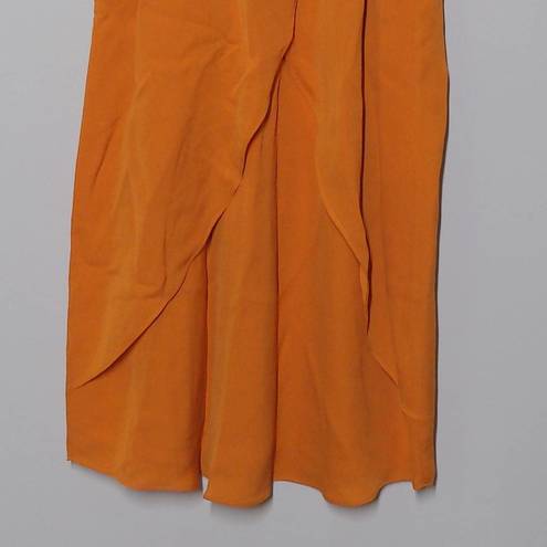 ALC Frank ALC Highneck Shane Dress Shift Orange Mini Halter Sleeveless Ruffle Layer Silk 8