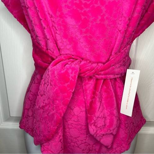 Modcloth  I Want Velour Velour Velour Bodysuit Floral Texture Fuchsia Hot Pink M