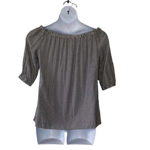 Beach Lunch Lounge Grey Off Shoulder Striped Blouse size medium