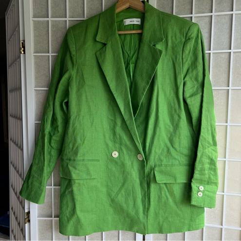 Mango Linen Blazer Lapel collar Green size XXL