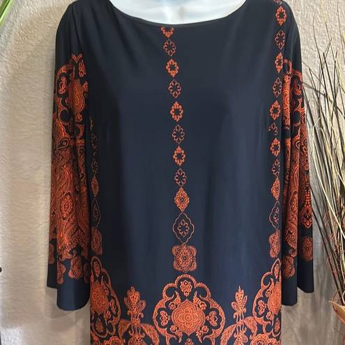 Enfocus Petite  long sleeve printed knit shirt dress size 12 petite