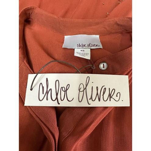 Chloe Oliver  Beaded Rust Dress XS Oversized Dolman Sleeve