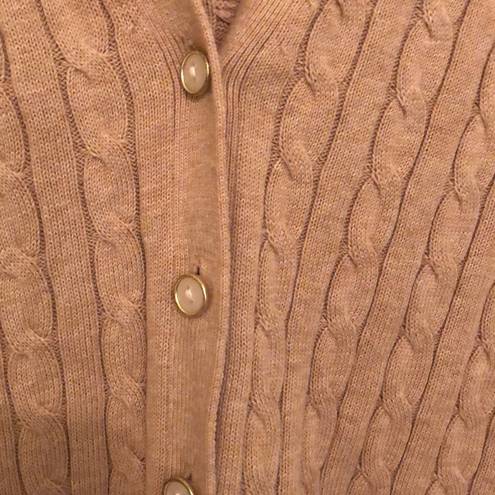 Lands'End  NUDE CABLE KNIT BUTTON DOWN CARDIGAN