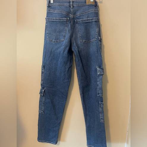 American Eagle  SZ 00 Super Stretch High waisted Baggy Straight Cargo jea…