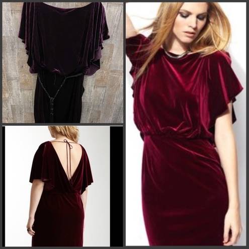 Jessica Simpson New  Open Back Purple Wine Velvet Dress