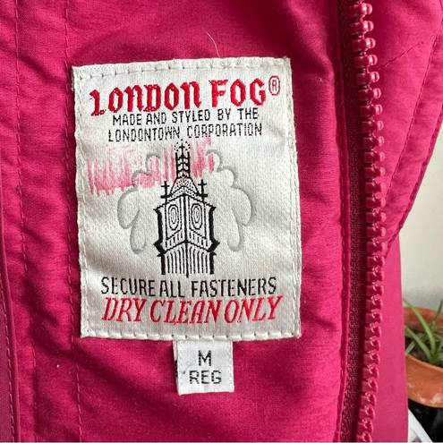 London Fog Vintage Folk Embroidered Puffer Coat with Faux Fur Hood Trim Medium