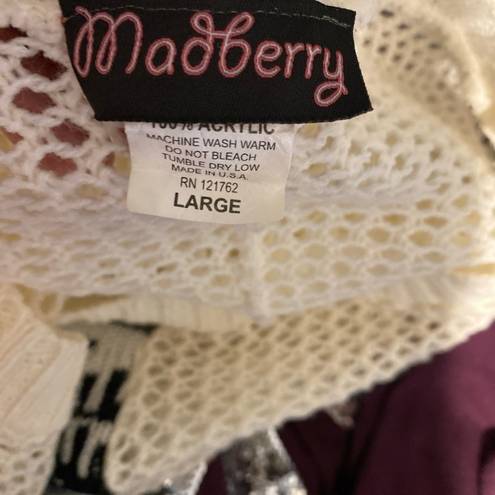 Madberry Shawl Sweater Crochet See Through Pullover Size L