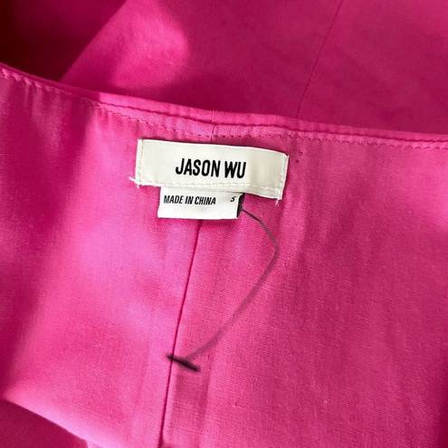 Jason Wu  Twist Front Puff Sleeve Neon Pink Crop Top Size Small