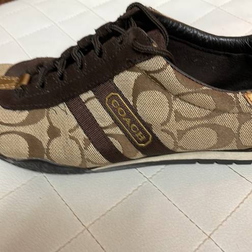 Coach  Katelyn sneakers 8.5M women's Q048 signature tennis shoes brown tan gold