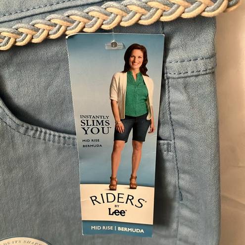 Riders By Lee Lee: - Dusk Blue Mid-Rise Bermuda- Slender Stretch Denim- Casual-14