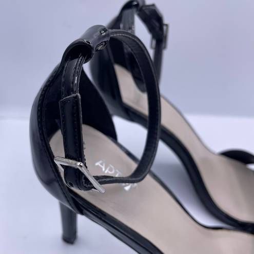 Apt. 9  patent leather open toe ankle strap buckle high heel Size 6