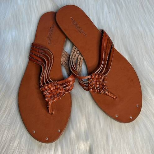 American Eagle  Brown Woven Thong Sandals