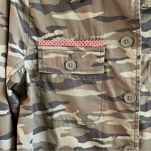 Caslon  Shacket Camouflage Button Front Shirt-Jacket Camo Sz MP EUC Army Green