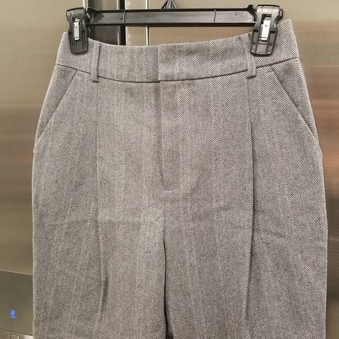 ANINE BING 💕💕 Becky Trouser Pant Straight Leg High Waisted Grey Fishbone 32 NWT