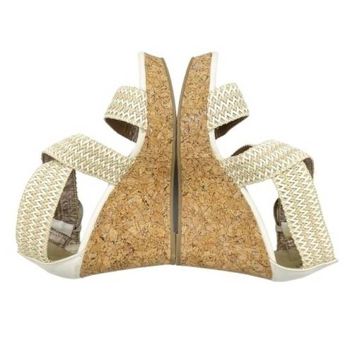 BKE Buckle  Sole Reid Cream & Cork Platform Woven Strap Sandals Women’s Size 8.5