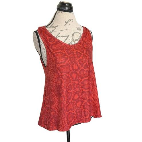 Lovers + Friends  Womens Tank Top Back Mesh Snakeskin Print Sz Small Sleeveless