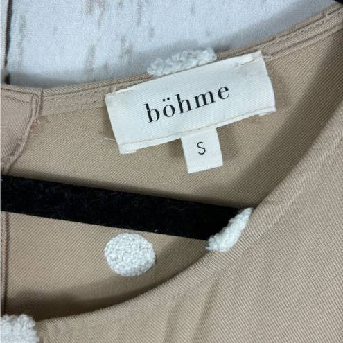 Bohme  Women’s Blouse Bohemian Tan Beige Textured Woven Dots