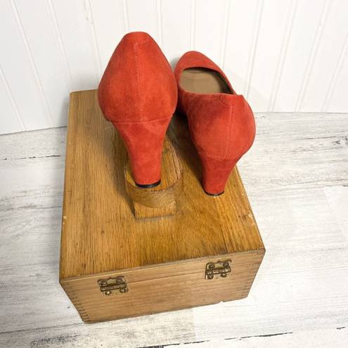 Talbots  Red Suede Shoes 2.5” Heeled Slip Ons Made In Brazil size 8B