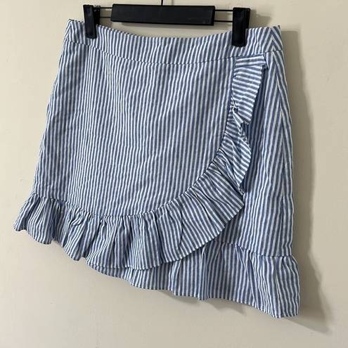 Love Riche  Blue White Stripe Ruffle Skirt Size Large