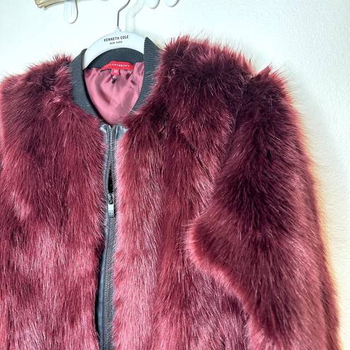 n:philanthropy PHILANTHROPY NWOT Burgundy Anouk Faux Fur Bomber Double Zip Jacket Coat XS