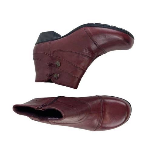 Earth Origins * Pembroke Ankle Comfort Boots Womens 10M Burgundy Zip Casual Booti