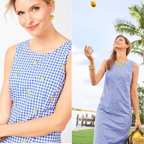 Talbots  Lemons & Gingham Shift Dress Size 8