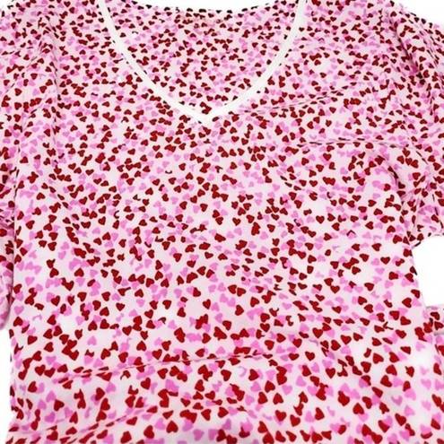 Kate Spade  Confetti Hearts Night Shirt Red Pink XSmall