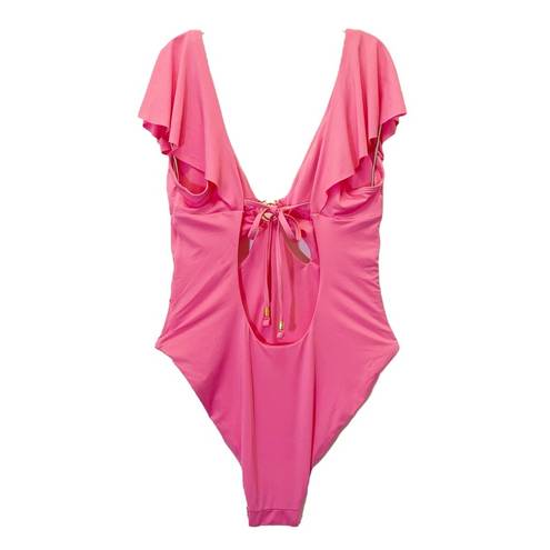 Trina Turk NWT  Monaco Solids Flutter One Piece Swimsuit Geranium Pink Size 6 NEW