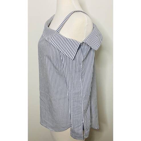 Ny&co ✅ny &  Long Sleeve Striped Open-Shoulder Top Blouse Sz M