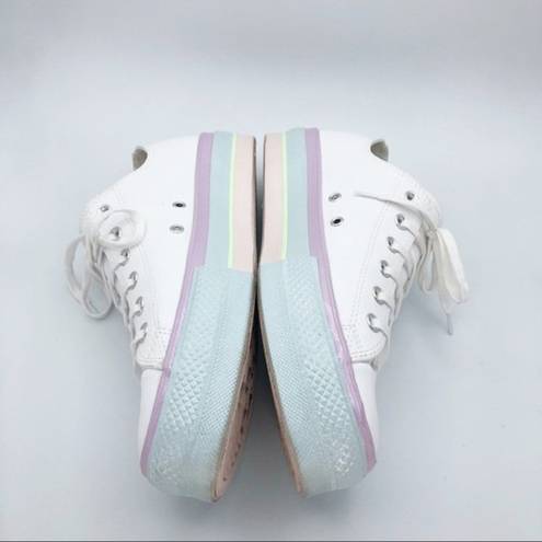 Converse  CTAS Lift Ox Platform Shoes Pastel Glitter Rainbow White Womans US 10.5