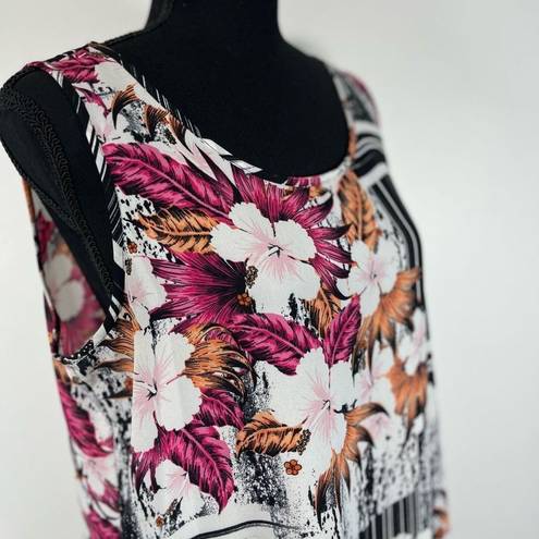 Zac and Rachel  Abstract Floral Fringe Tank Top Sz M Women’s Hawaiian