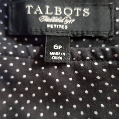 Talbots  size 6 petite skirt black with white polkadots and white print on bottom