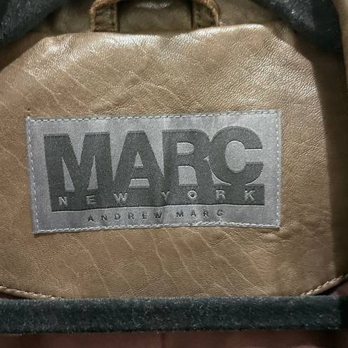 Marc New York  Dark Brown Leather Bomber Jacket Medium