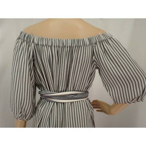 The Loft "" IVORY BLACK OFF-SHOULDER STRIPED SHIFT SHIRT DRESS SZE: M NWT