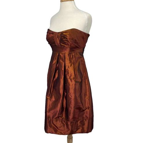 Badgley Mischka  Strapless Fit & Flare Mini Dress Iridescent Taffeta Pleated 8