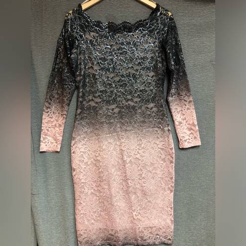 Onyx  night, 10 long sleeve dress with mauve, pink and black ombre