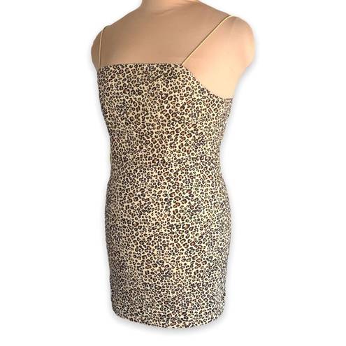 Kendall + Kylie  Dress Animal Leopard Print Sleeveless Spaghetti Strap Bodycon