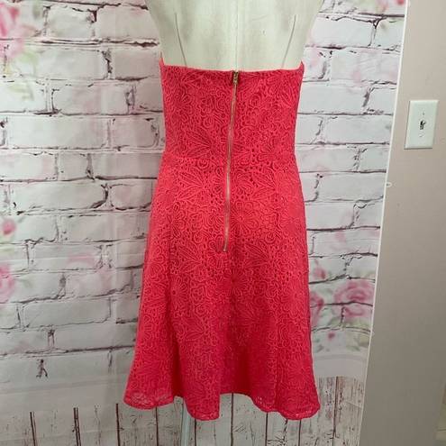 Lilly Pulitzer  Women's Strapless Vicki Island Lace Dress In Coral Size 8