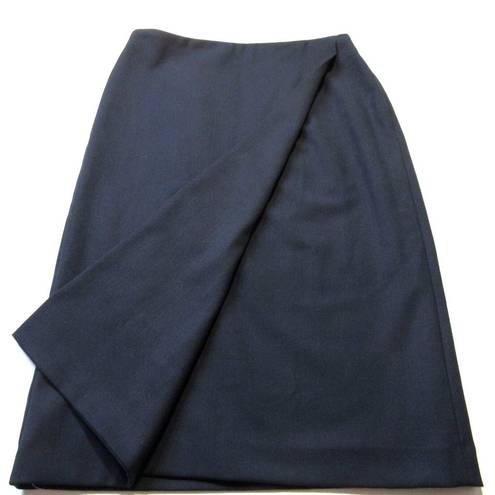 MM.LaFleur NWT  Logan in Ink Blue Sharkskin Wool Blend Faux Wrap Pencil Skirt 6