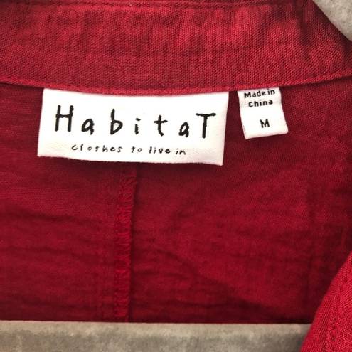 Habitat  Blouse Poppy Button Down Collared Tunic Asymmetrical Hem Sz M EUC