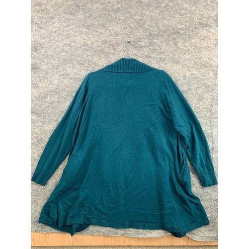 Only  Necessities Medium Womens Sweater Teal Blue Long Sleeve Knit Open Front