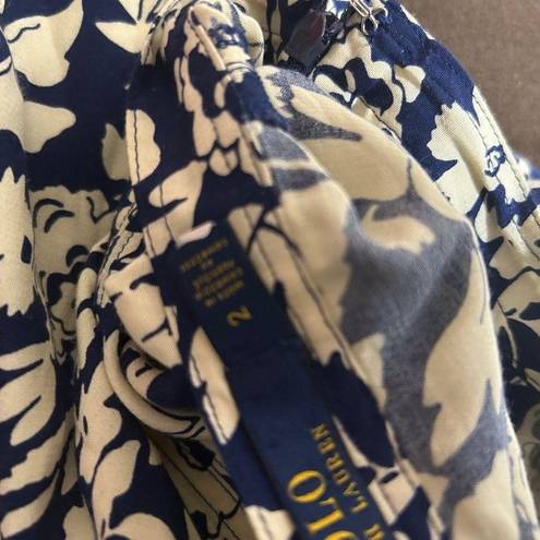 Polo  Ralph Lauren Womens Maxi Skirt Size 2 Blue and White Floral Panelled