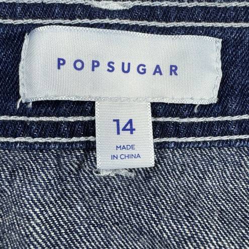 Popsugar Denim Skirt Size 14 Blue Jean Button Front Dark Wash