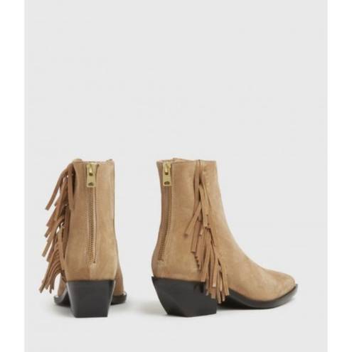 ALLSAINTS 💕💕 Layla Suede Fringe Boots ~ Cognac Sand Brown ~ 38 NWT (No Box)