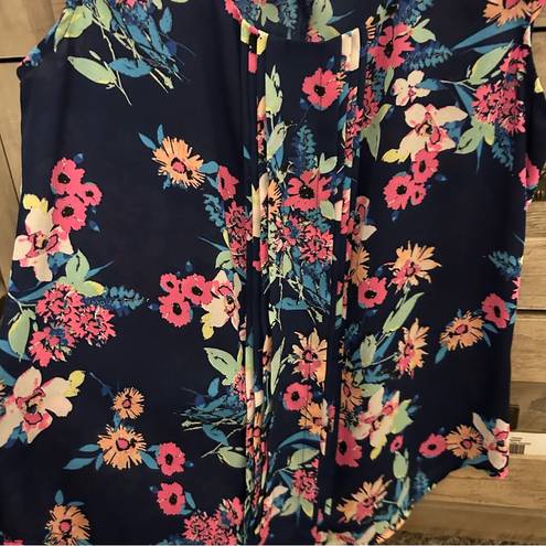 Candie's Candie’s “Spring Bouquet Blue” Pintuck Floral Sleeveless Blouse Size SMALL NWOT