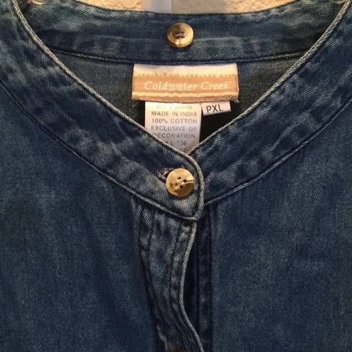 Coldwater Creek  Mandarin Collar MED Denim LS PXL