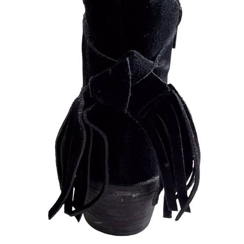 American Eagle  Outfitters Womens 6 Bootie Ankle Suede Leather Black Tassel Shoe