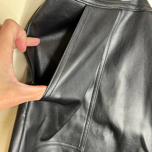 Bar III NWT Bar lll Faux Leather Skirt w Pockets 18W Black Moto Button Zip Mini A-Line