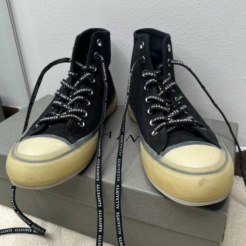 All Saints: Black High Top Sneakers logo laces