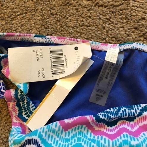 Raisin's NEW NWT R COLLECTIONS BY  Blue White Pink Chevron Bikini Swim Bottom MED